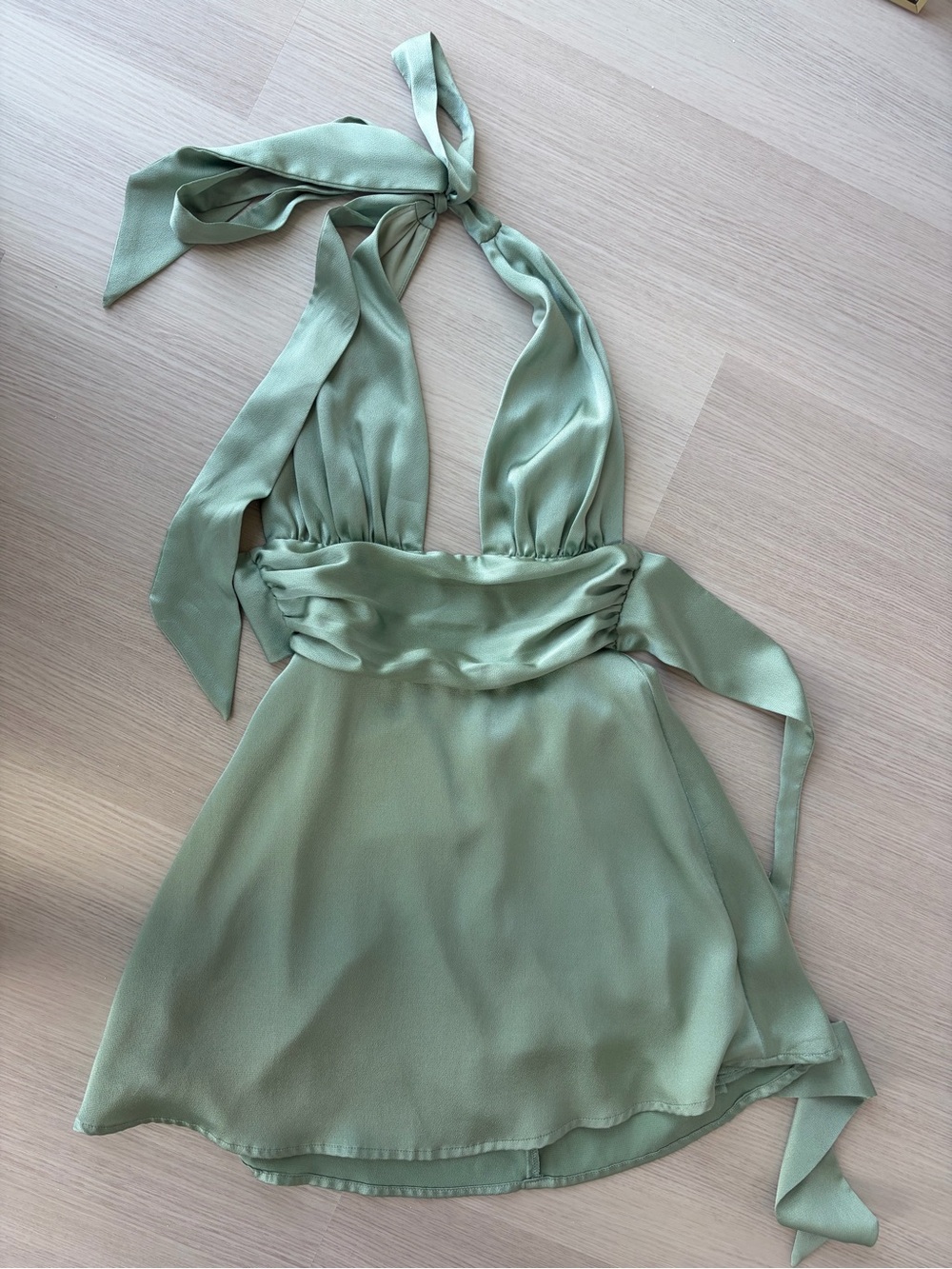 Lucy in the Sky Mint Green Strapless Halter Dress